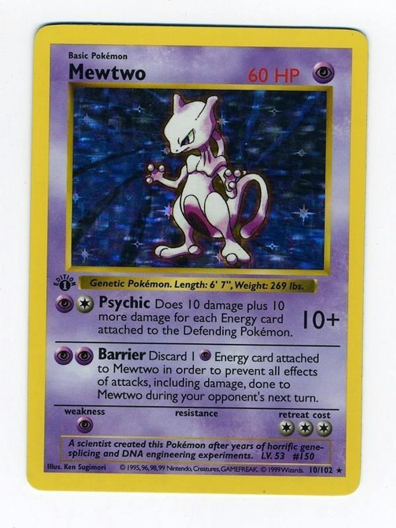 Pokemon Base Set 1 Single 1st Edition Mewtwo 10 102 SLIGHT PLAY SP pokemon-base-set-1-single-1st-edition-mewtwo-10-102-slight-play-sp